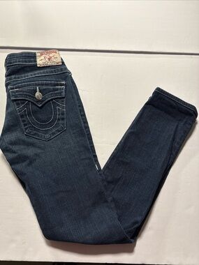 True Religion Women's Dark Wash Jeans Julie Flap Pockets Size 27
